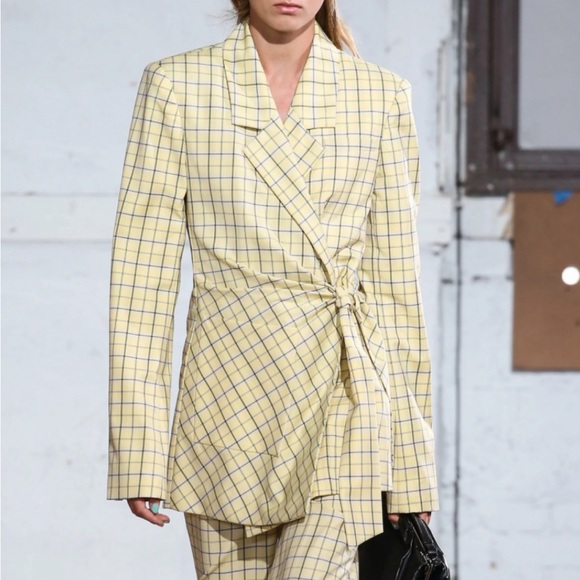 TIBI checker printed plaid wrapping blazer jacket - Picture 2 of 12